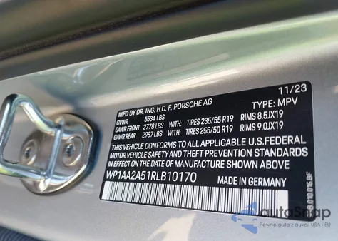 2024 Porsche Macan T z USA, uszkodzony, nr VIN WP1AA2A51RLB10170